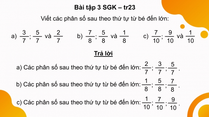 Giáo án điện tử Toán 4 cánh diều Bài 61: So sánh hai phân số cùng mẫu số