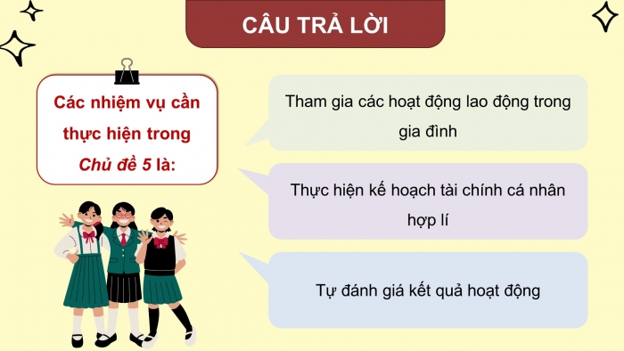 Giáo án điện tử Hoạt động trải nghiệm 11 bản 1 Chân trời Chủ đề 5: Xây dựng và thực hiện kế hoạch chi tiêu phù hợp (P1)