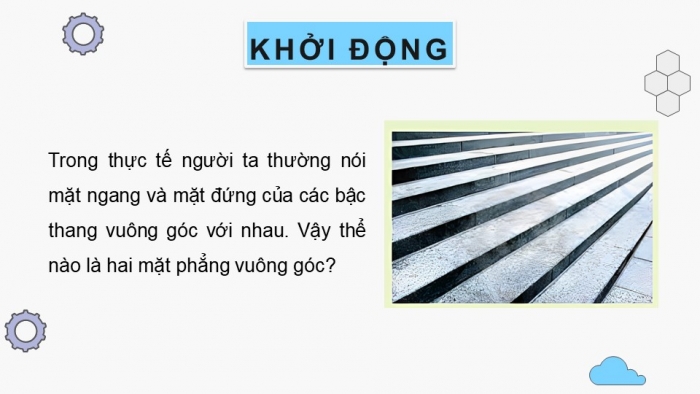 Giáo án điện tử Toán 11 chân trời Chương 8 Bài 3: Hai mặt phẳng vuông góc