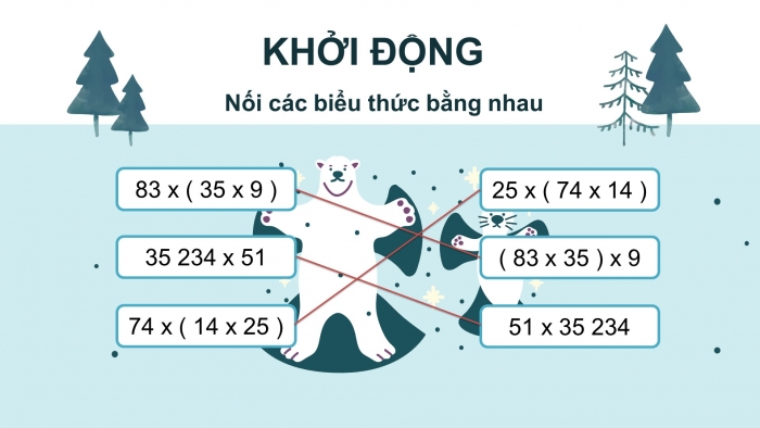 Giáo án điện tử Toán 4 kết nối Bài 42: Tính chất phân phối của phép nhân đối với phép cộng