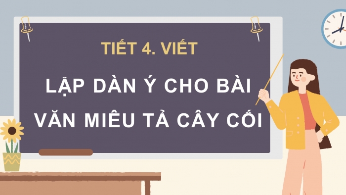 Giáo án điện tử Tiếng Việt 4 chân trời CĐ 5 Bài 3 Viết: Lập dàn ý cho bài văn miêu tả cây cối