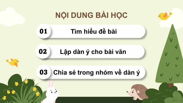 Giáo án điện tử Tiếng Việt 4 chân trời CĐ 6 Bài 1 Viết: Luyện tập lập dàn ý cho bài văn miêu tả cây cối