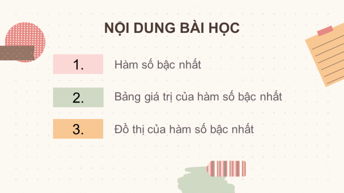 Giáo án điện tử Toán 8 chân trời Chương 5 Bài 3: Hàm số bậc nhất y = ax + b (a ≠ 0)