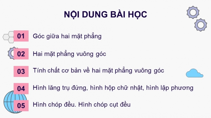 Giáo án điện tử Toán 11 chân trời Chương 8 Bài 3: Hai mặt phẳng vuông góc