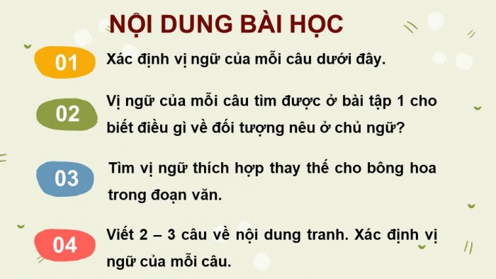 Giáo án điện tử Tiếng Việt 4 kết nối Bài 7 Luyện từ và câu: Luyện tập về vị ngữ