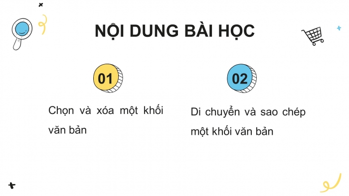 Giáo án điện tử Tin học 4 cánh diều Chủ đề E2 Bài 6: Các thao tác cơ bản với khối văn bản