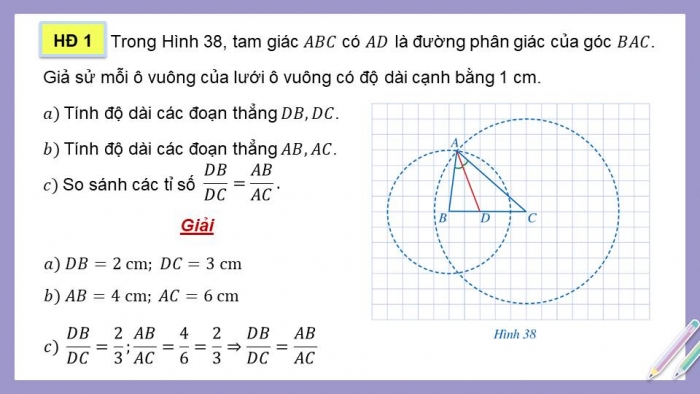 Giáo án điện tử Toán 8 cánh diều Chương 8 Bài 4: Tính chất đường phân giác của tam giác