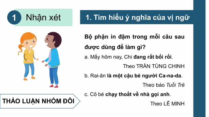 Giáo án điện tử Tiếng Việt 4 cánh diều Bài 11 Luyện từ và câu 2: Vị ngữ