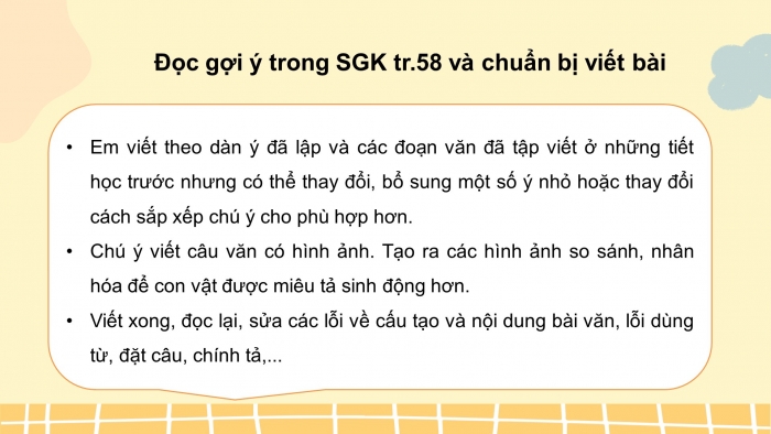 Giáo án điện tử Tiếng Việt 4 cánh diều Bài 14 Viết 3: Luyện tập tả con vật