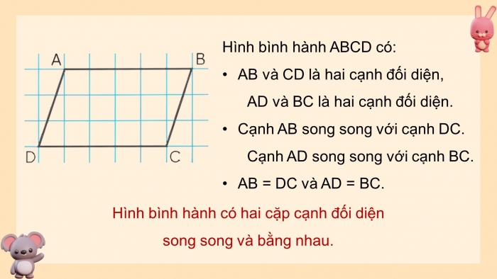 Giáo án điện tử Toán 4 cánh diều Bài 65: Hình bình hành