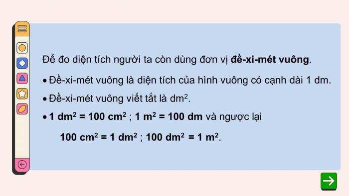 Giáo án điện tử Toán 4 cánh diều Bài 68: Đề-xi-mét vuông