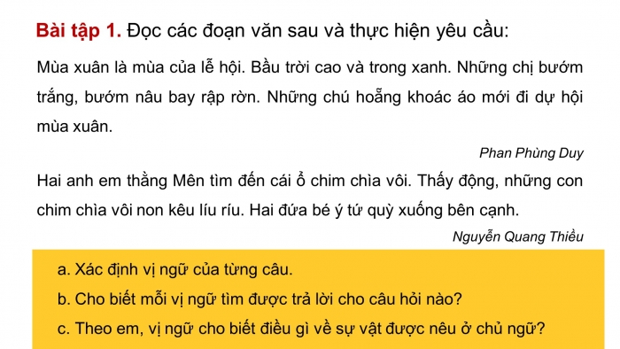 Giáo án điện tử Tiếng Việt 4 chân trời CĐ 5 Bài 7 Luyện từ và câu: Luyện tập về vị ngữ