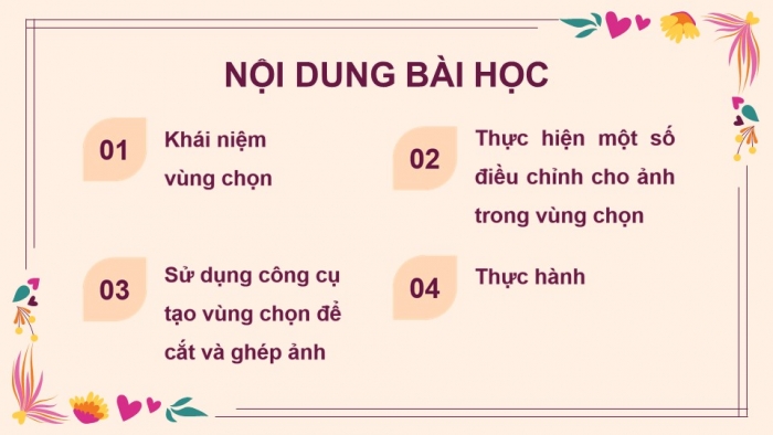 Giáo án điện tử Tin học 8 cánh diều Chủ đề E3 Bài 2: Vùng chọn và ứng dụng