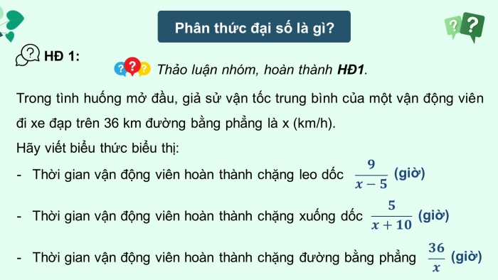 Giáo án điện tử Toán 8 kết nối Bài 21: Phân thức đại số