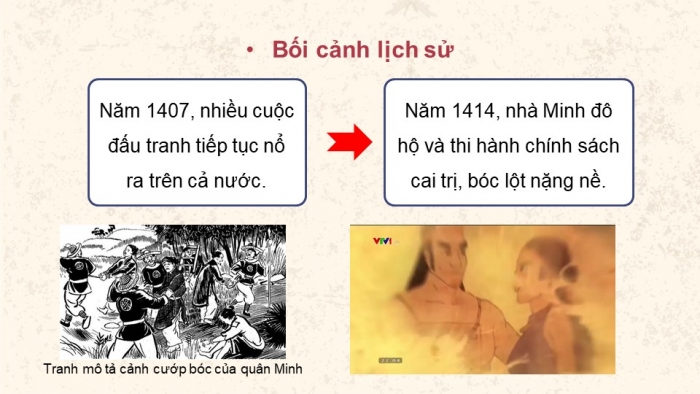 Giáo án điện tử Lịch sử 11 cánh diều Bài 8: Một số cuộc khởi nghĩa và chiến tranh giải phóng trong lịch sử Việt Nam (từ TK III TCN đến cuối TK XIX) (P2)