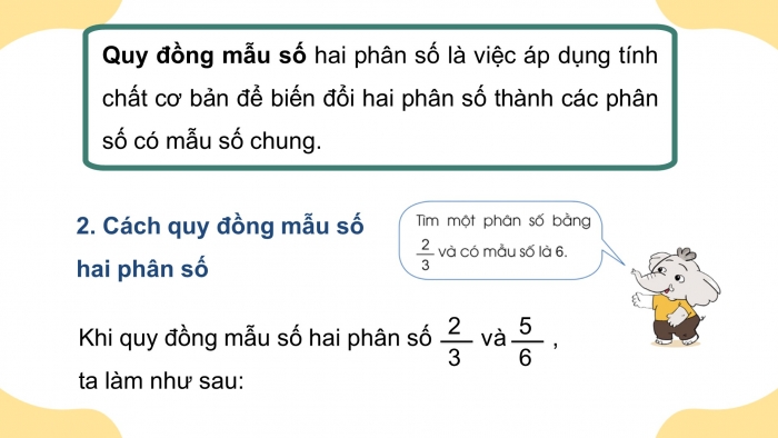 Giáo án điện tử Toán 4 cánh diều Bài 60: Quy đồng mẫu số các phân số