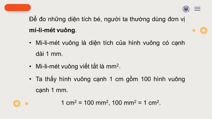 Giáo án điện tử Toán 4 cánh diều Bài 69: Mi-li-mét vuông