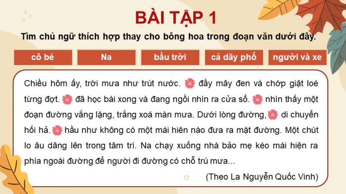 Giáo án điện tử Tiếng Việt 4 kết nối Bài 5 Luyện từ và câu: Luyện tập về chủ ngữ