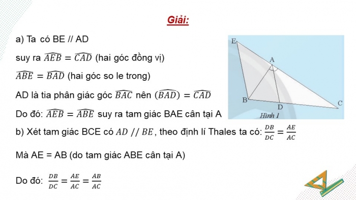 Giáo án điện tử Toán 8 chân trời Chương 7 Bài 3: Tính chất đường phân giác của tam giác