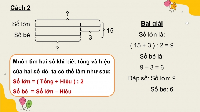 Giáo án điện tử Toán 4 chân trời Bài 42: Tìm hai số khi biết tổng và hiệu của hai số đó