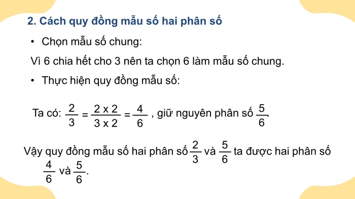 Giáo án điện tử Toán 4 cánh diều Bài 60: Quy đồng mẫu số các phân số