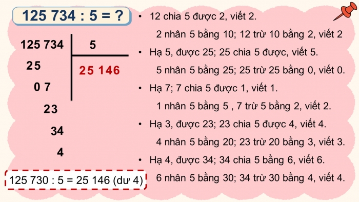 Giáo án điện tử Toán 4 kết nối Bài 39: Chia với số có một chữ số