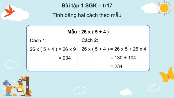 Giáo án điện tử Toán 4 kết nối Bài 42: Tính chất phân phối của phép nhân đối với phép cộng