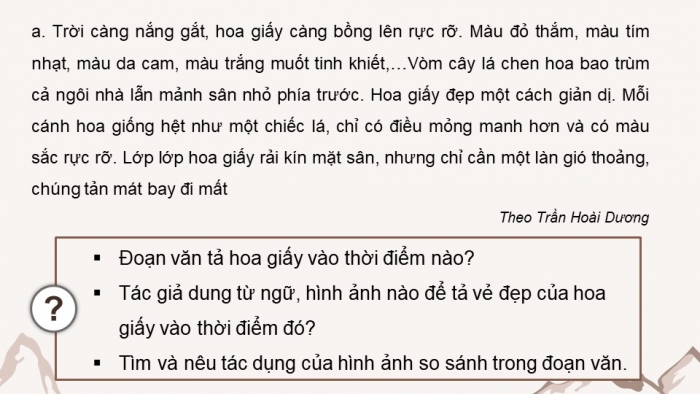 Giáo án điện tử Tiếng Việt 4 chân trời CĐ 6 Bài 3 Viết: Luyện tập viết đoạn văn cho bài văn miêu tả cây cối