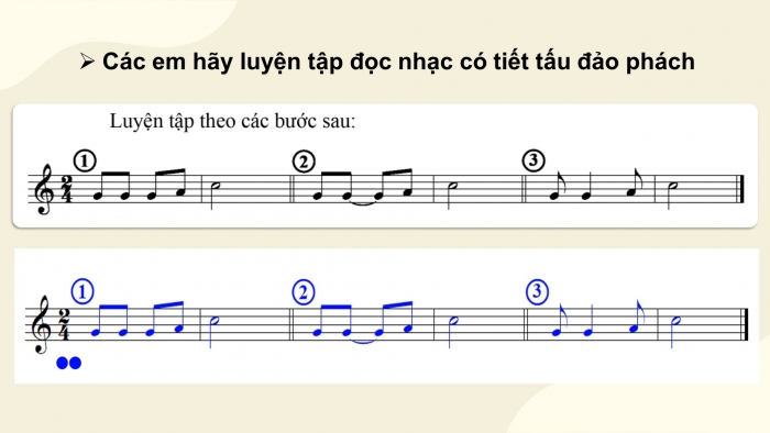 Giáo án điện tử Âm nhạc 8 cánh diều Bài 10 Tiết 1: Luyện đọc nhạc có tiết tấu đảo phách; Bài đọc nhạc số 5; Bài hoà tấu số 5