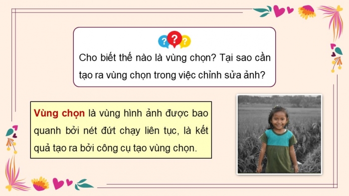 Giáo án điện tử Tin học 8 cánh diều Chủ đề E3 Bài 2: Vùng chọn và ứng dụng