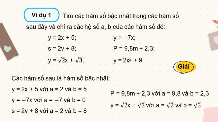 Giáo án điện tử Toán 8 chân trời Chương 5 Bài 3: Hàm số bậc nhất y = ax + b (a ≠ 0)