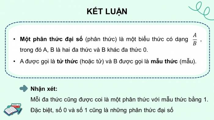 Giáo án điện tử Toán 8 kết nối Bài 21: Phân thức đại số