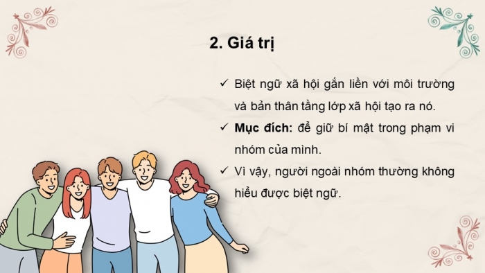 Giáo án điện tử Ngữ văn 8 chân trời Bài 7 TH tiếng Việt: Biệt ngữ xã hội: chức năng và giá trị
