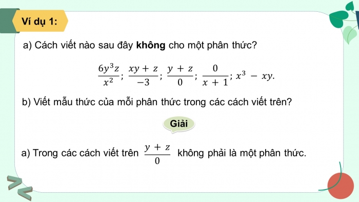 Giáo án điện tử Toán 8 kết nối Bài 21: Phân thức đại số