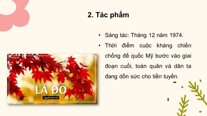 Giáo án điện tử Ngữ văn 8 kết nối Bài 7 Đọc 2: Lá đỏ