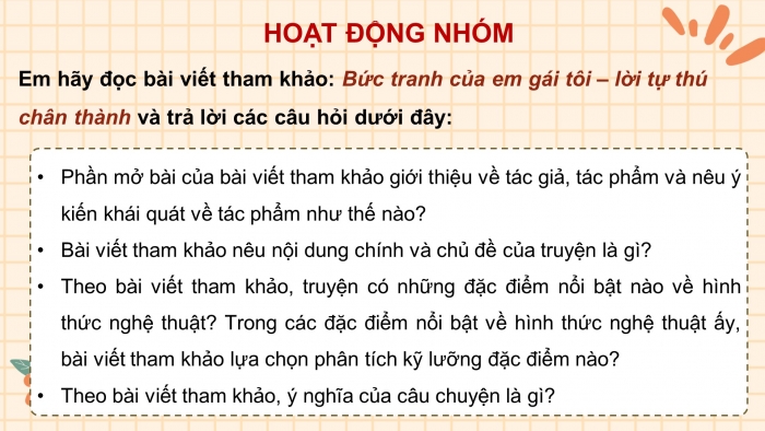 Giáo án điện tử Ngữ văn 8 kết nối Bài 8 Viết: Viết bài văn phân tích một tác phẩm (truyện)