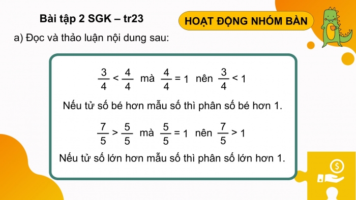 Giáo án điện tử Toán 4 cánh diều Bài 61: So sánh hai phân số cùng mẫu số