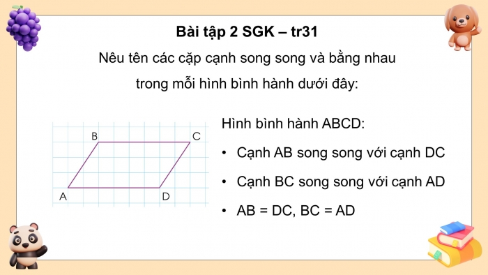 Giáo án điện tử Toán 4 cánh diều Bài 65: Hình bình hành