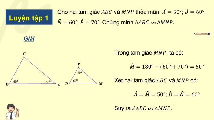 Giáo án điện tử Toán 8 cánh diều Chương 8 Bài 8: Trường hợp đồng dạng thứ ba của tam giác