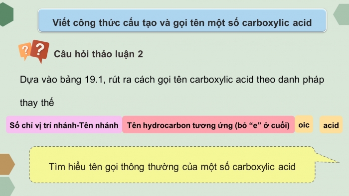 Giáo án điện tử Hoá học 11 chân trời Bài 19: Carboxylic acid