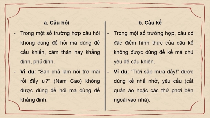Giáo án điện tử Ngữ văn 8 chân trời Bài 9 TH tiếng Việt: Câu kể, câu hỏi, câu cảm, câu khiến; Câu khẳng định, câu phủ định