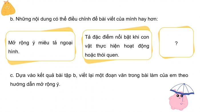 Giáo án điện tử Tiếng Việt 4 chân trời CĐ 8 Bài 2 Viết: Trả bài văn miêu tả con vật