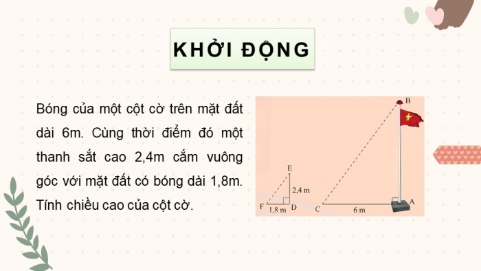 Giáo án điện tử Toán 8 chân trời Chương 8 Bài 3: Các trường hợp đồng dạng của hai tam giác vuông