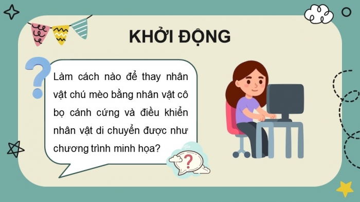 Giáo án điện tử Tin học 4 chân trời Bài 14: Điều khiển nhân vật chuyển động trên sân khấu