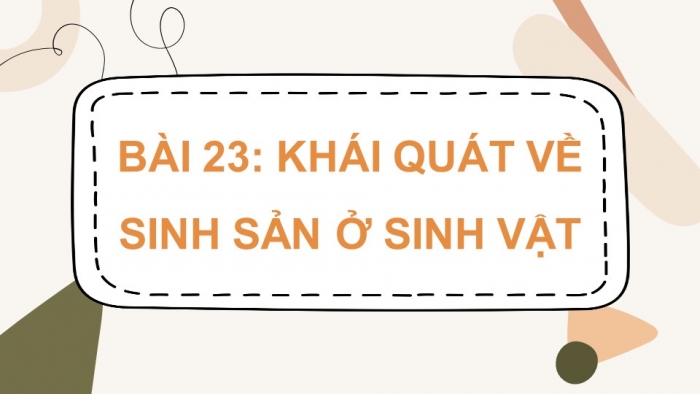 Giáo án điện tử Sinh học 11 chân trời Bài 23: Khái quát về sinh sản ở sinh vật