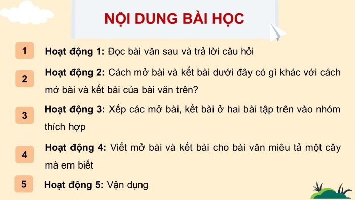 Giáo án điện tử Tiếng Việt 4 kết nối Bài 21 Viết: Luyện viết mở bài, kết bài cho bài văn miêu tả cây cối