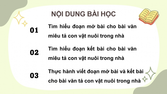 Giáo án điện tử Tiếng Việt 4 chân trời CĐ 7 Bài 6 Viết: Viết đoạn mở bài và đoạn kết bài cho bài văn cho bài văn miêu tả con vật