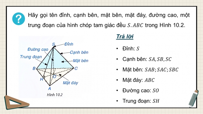 Giáo án điện tử Toán 8 kết nối Bài 38: Hình chóp tam giác đều