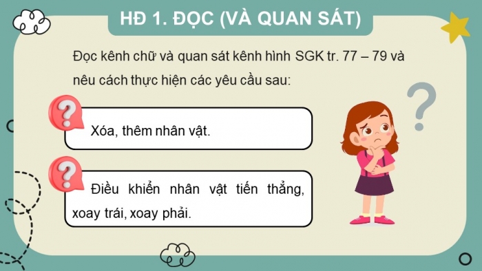 Giáo án điện tử Tin học 4 chân trời Bài 14: Điều khiển nhân vật chuyển động trên sân khấu