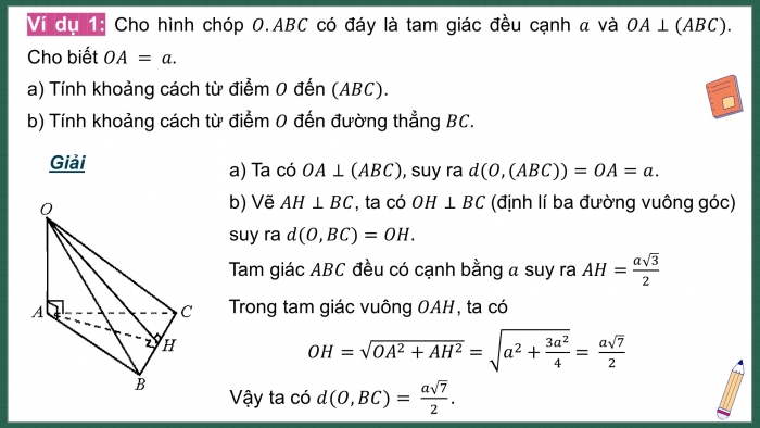 Giáo án điện tử Toán 11 chân trời Chương 8 Bài 4: Khoảng cách trong không gian